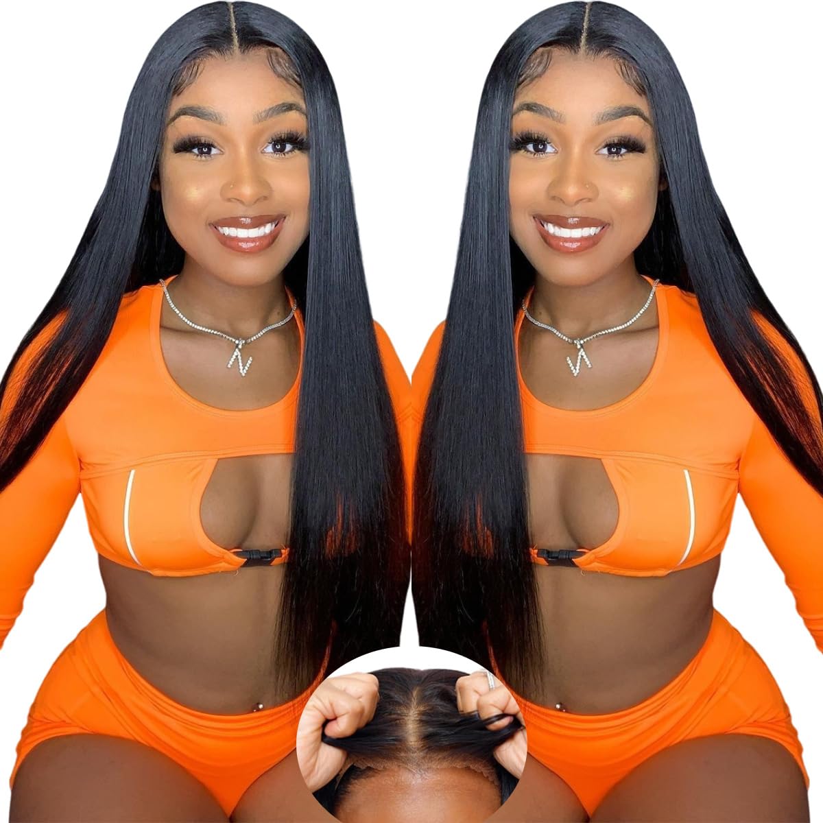 Mengkai 20 Inch Straight Lace Front Wigs Human Hair Pre Plucked Straight Hd Lace Front Wigs Human Hair Bleached Knots Natural Ha