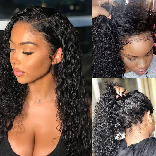 Bangxunk 13X6 Deep Wave Lace Front Wigs Human Hair Hd Frontal For Black Women Glueless Curly Wig Pre Plucked With Baby 150% Dens