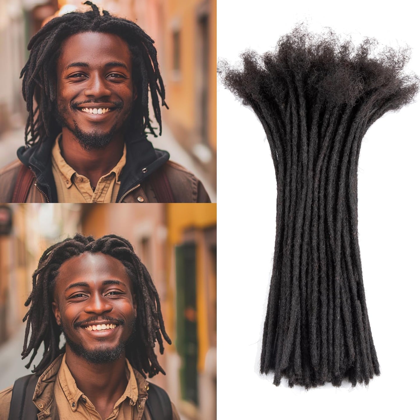 Teresa 10 Inch 0.2Cm Width Loc Extension Human Hair Natural Black 60 Strands Full Hand-Made Permanent Locs Extensions Can Be Dye