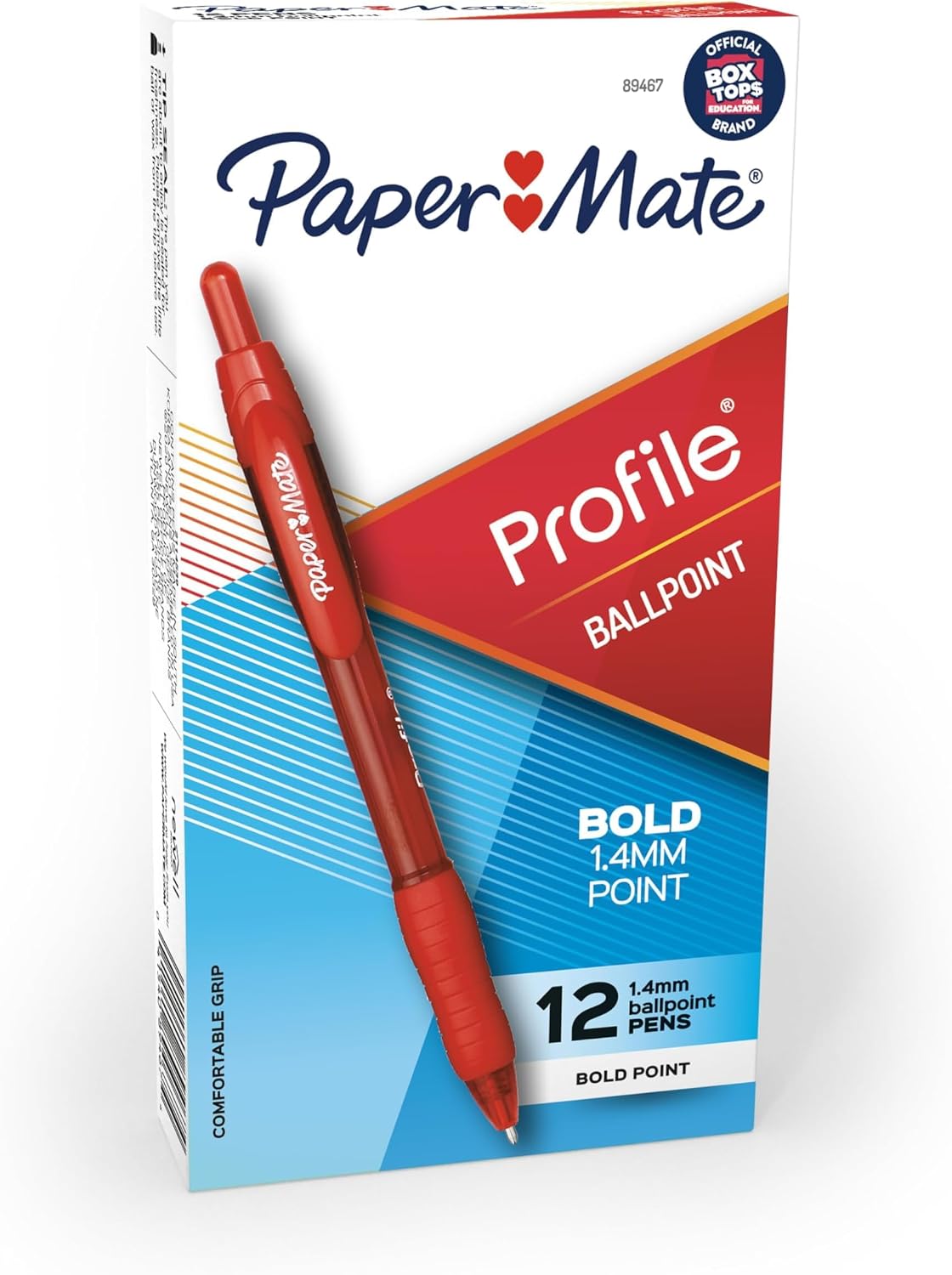 Paper Mate Profile Retractable Ballpoint Pens, Bold Point (1.4mm), Assorted Colors, 12 Count - Back to School, Office, Teacher Supplies