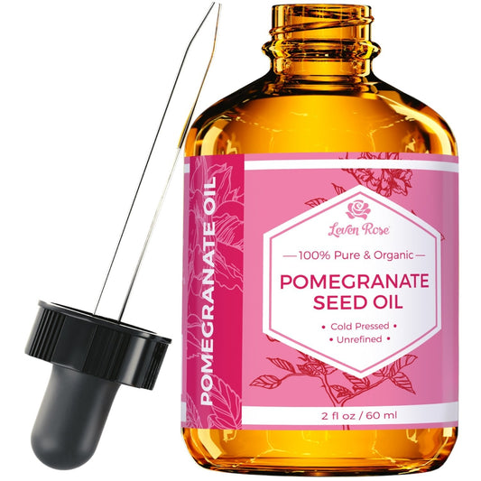 Leven Rose Pomegranate Seed Oil, 100% Pure Unrefined Cold Pressed Antioxidant Moisturizer For Hair Skin And Nails 2 Oz