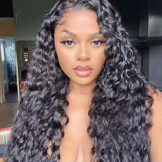 Lace Front Wigs Human Hair 13X4 Hd Transparent Deep Wave Wigs 32Inches 180% Density Glueless Human Hair Wigs Curly Lace Frontal