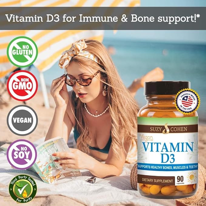 Script Essentials Vegan Vitamin D3 5,000 IU for Healthy Muscle Function, Bone Health, and Immune Support - Non-GMO, Gluten Free and Kosher Certified - 90 Servings