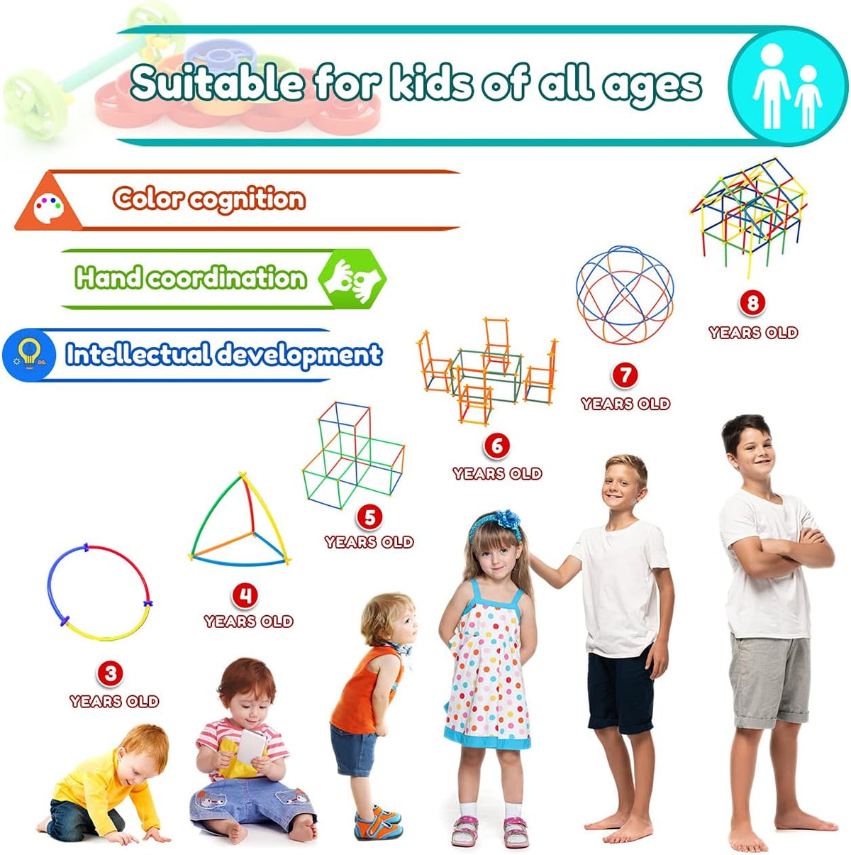 Ggiibro Straw Constructor Toys STEM Building Toy for Kids