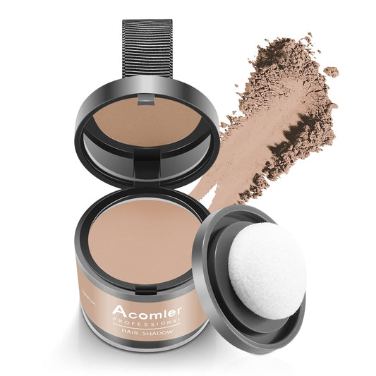 Acomler Root Cover Up Powder For Thinning Hair And Hairline Shadows - Light Brown For Hair Coverage, Eyebrows, Beard Line, And B