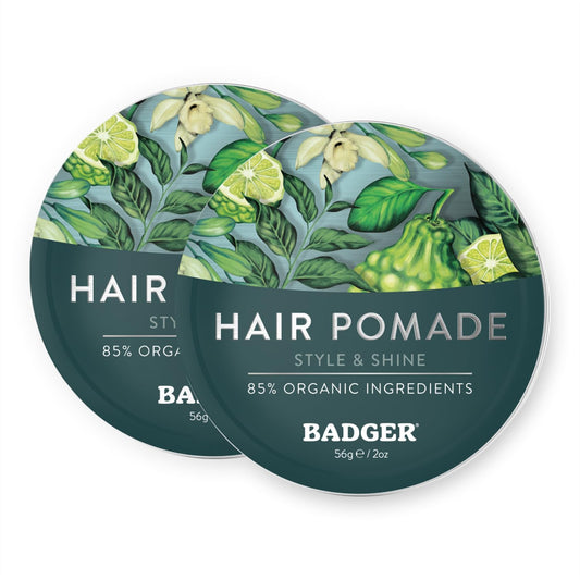 Badger Hair Pomade For Men, Organic, Easy To Use, Subtle Masculine Scent, Medium Hold Hair Pomade With Medium Shine Finish, Nour