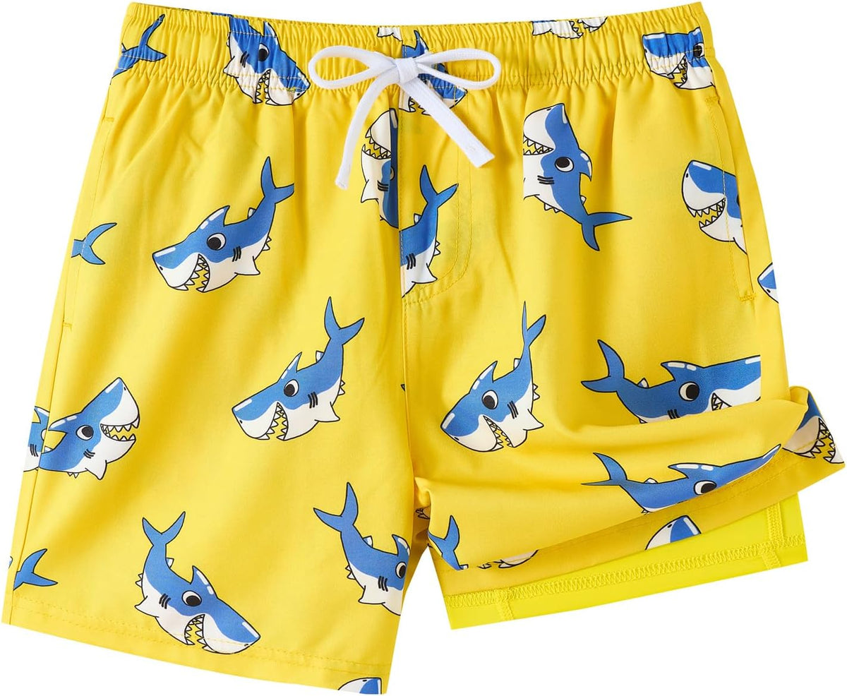 UMELOK Boys Swim Trunks with Compression Liner Toddler Bathing Suit