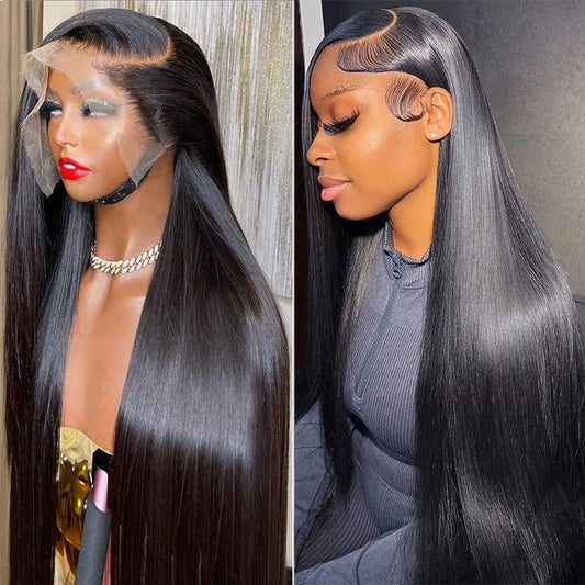 Iris Queen Straight 30Inch 220 Density Transparent Lace Frontal Human Hair Wigs Pre Plucked For Women 12A 13X4 Hd Lace Front Wig