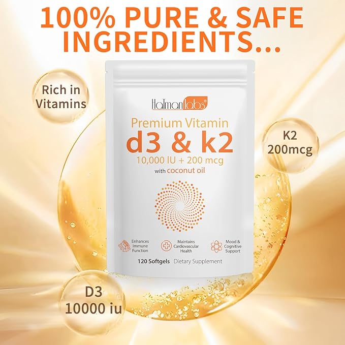 Vitamin D3 K2,D3 K2 Vitamin Supplement,Vitamin D3 and K2,D3 K2 Vitamin Supplement,Replenish Vitamin D3 K2 Coconut Oil Softgels (120)
