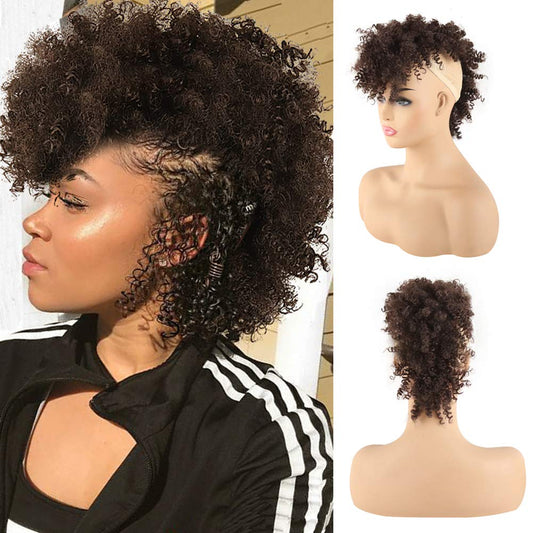Krsi Synthetic Fauxhawk Hair Bun Ponytail With Bangs, 33##