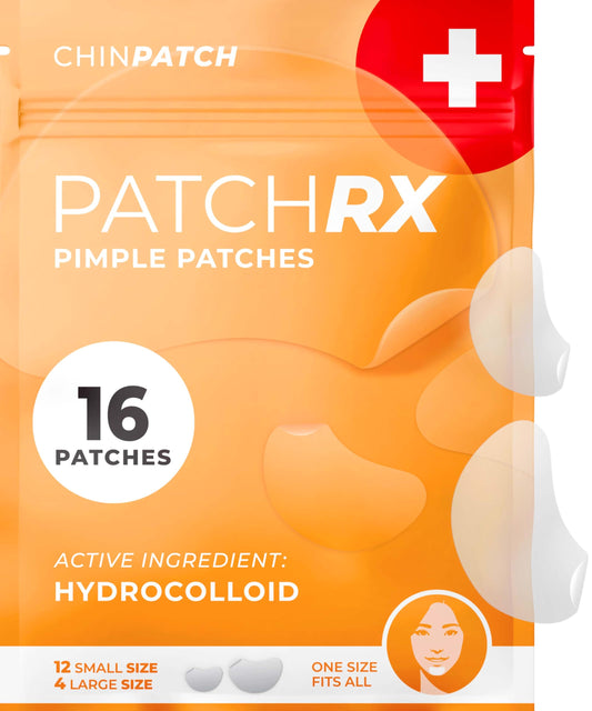 Keyconcepts Patchrx Chin Pimple Patches (12 Pack), Reduce Chin Acne Overnight With Large Hydrocolloid Acne Patches For Blemishes