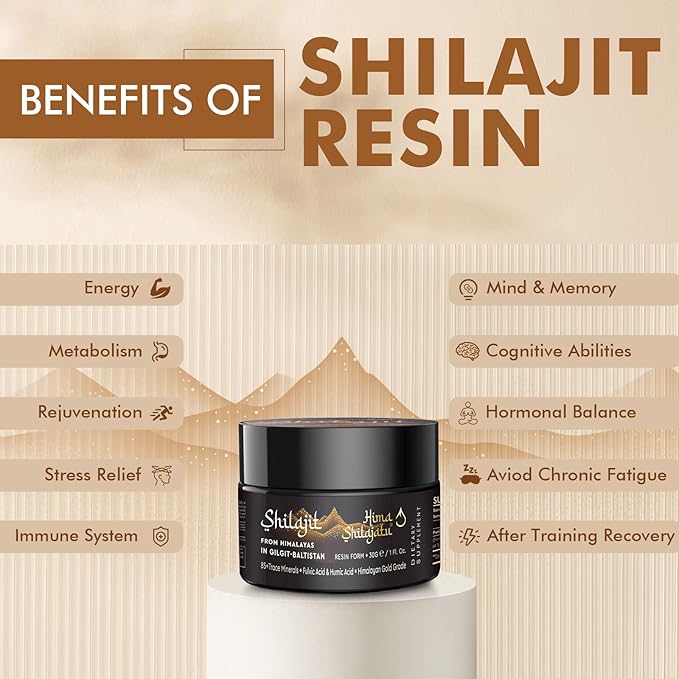 Shilajit Purest Himalayan Shilajit Resin - Gold Grade 100% Pure Shilajit with Fulvic Acid & 85+ Trace Minerals Complex for Energy & Immune Support, Pack of 3 (6 Months Supply)