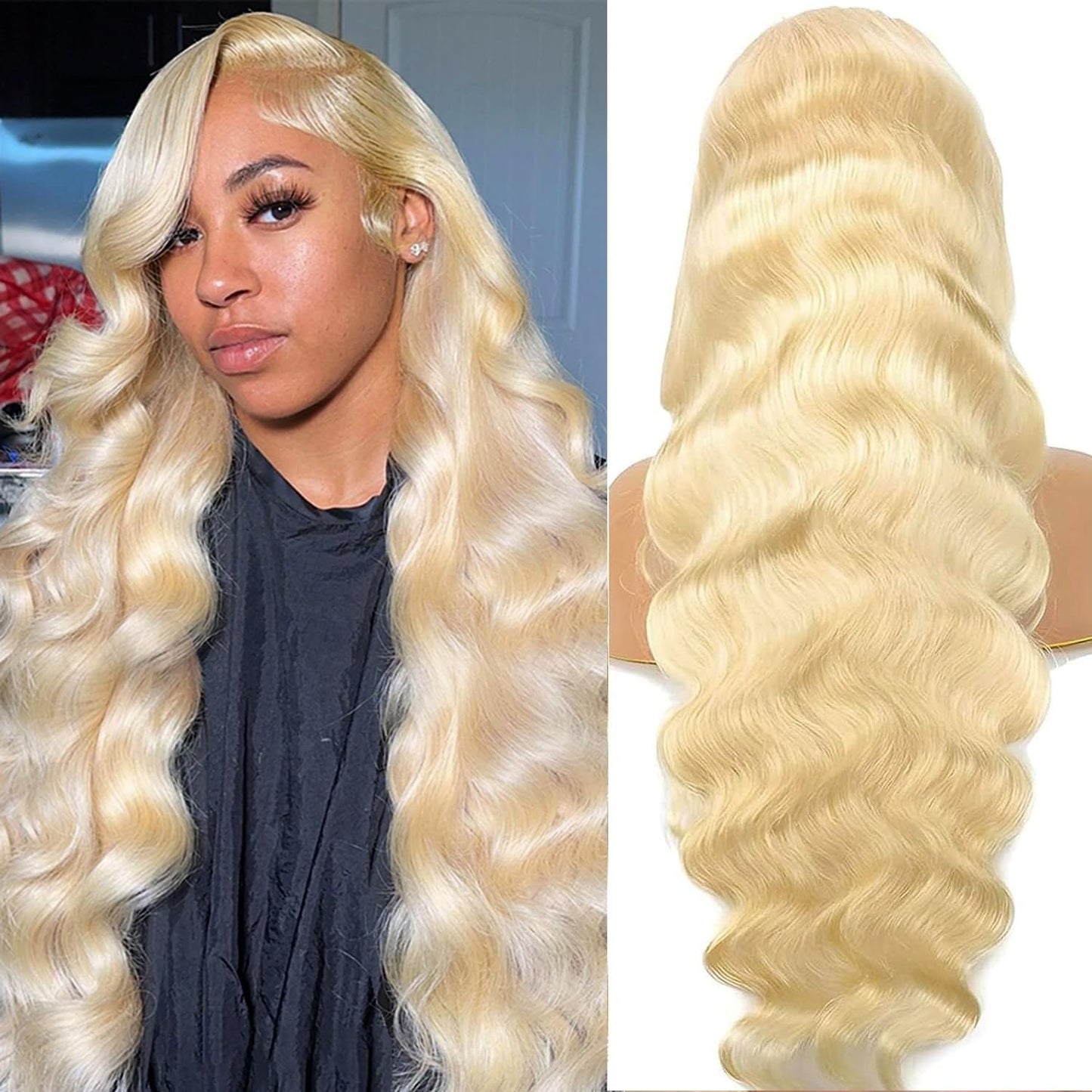 Hotlove 28Inch 613 Lace Front Wig Human Hair, 13X6 Transparent Lace 613 Hd Lace Frontal Wig For Women 200% Body Wave Blonde Lace