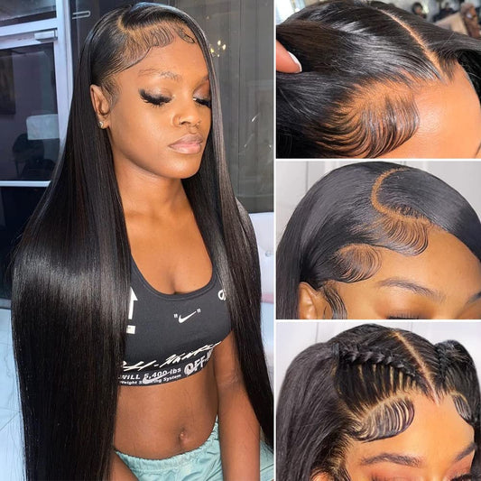 Iris Queen 13X4 Straight Hd Lace Front Wigs Human Hair Pre Plucked 12A 180 Density Straight Virgin Human Hair Transparent Lace F