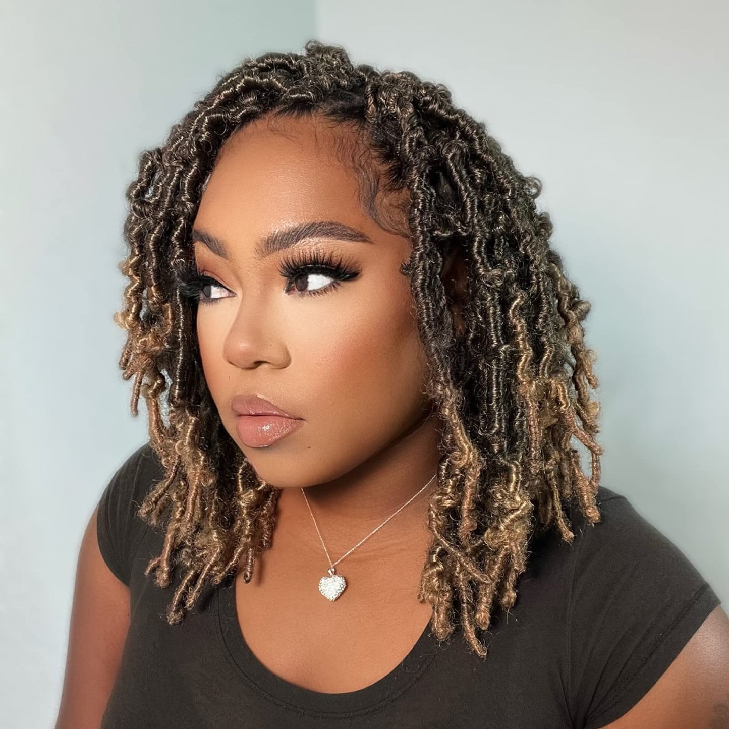 Toyotress Butterfly Locs Crochet Hair - 10 Inch 7Pcs Ombre Blonde Pre-Twisted Distressed Crochet Braids, Short Bob Faux Locs Pre