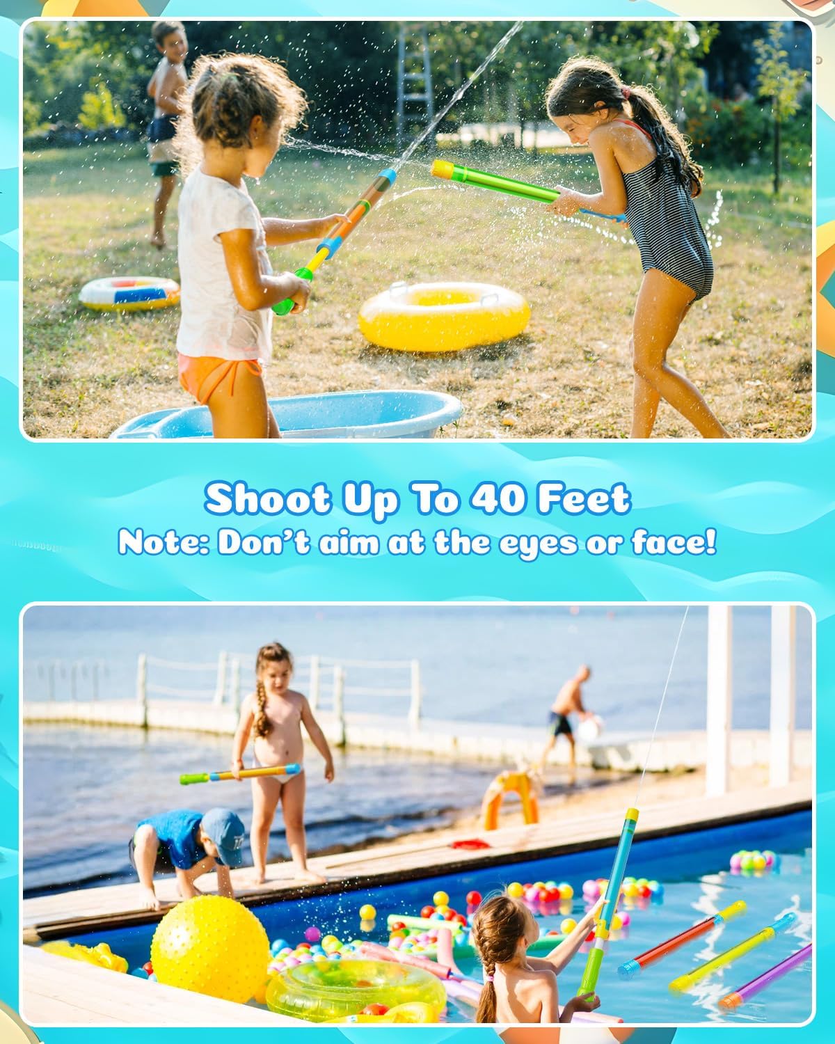 Water Gun Squirt Toys for Kids Adults Shoot Up to 40 Feet 18 Pack | Outdoor Super Blaster, for Age 3-4-5-8-12 Bulk, Fun Water Squirter for Swimming Pool Beach Summer Outside Party Games