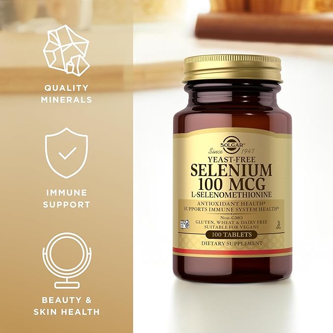 Solgar Yeast-Free Selenium 100 mcg - 100 Tablets, Pack of 4 - Supports Antioxidant & Immune System Health - Non-GMO, Gluten Free, Dairy Free, Kosher - 400 Total Servings