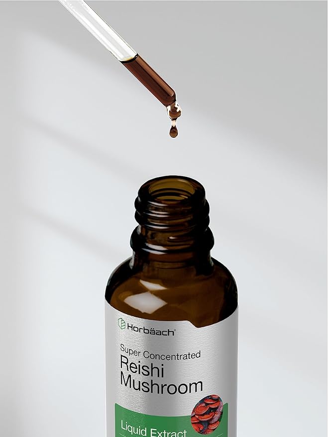 Horbäach Reishi Mushroom Extract Tincture | 2 Fl Oz | Liquid Drops | Ganoderma Lucidum | Vegetarian, Alcohol Free | Non-GMO, Gluten Free Supplement