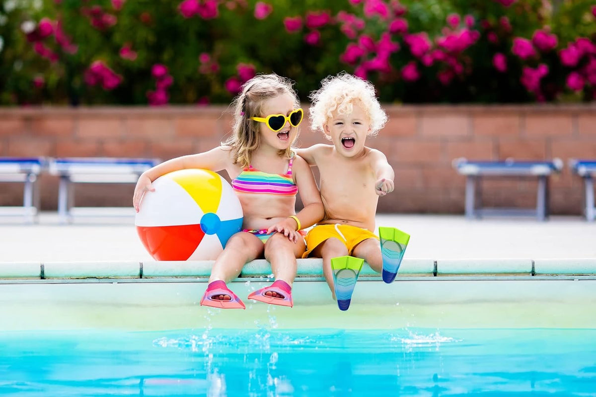 Kids Short Swim Fins, Lap Training Flippers for Pool Youth Beginners