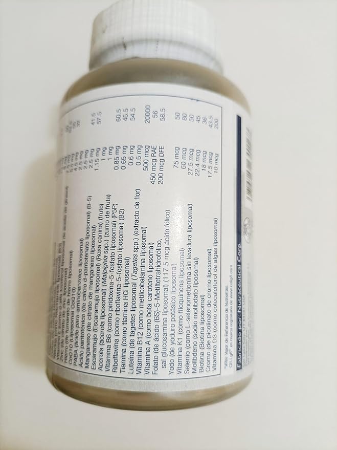 SOLARAY Liposomal Multivitamin for Men & Women, High Potency, Enhanced Absorption Vitamin C, Vitamin D, Biotin, Methyl B-12, Odor Neutral & Gentle Digestion, 30 Servings, 60 VegCaps