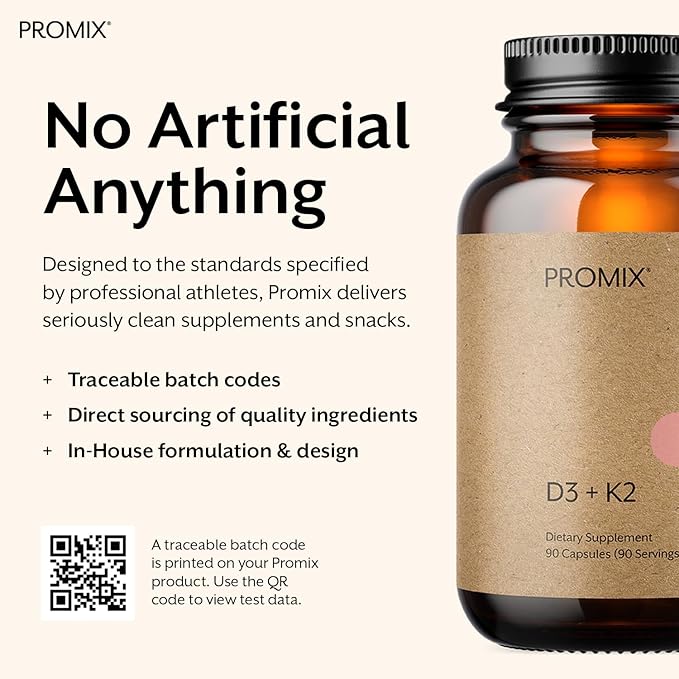 Promix Nutrition Vitamin D3 K2 5000iu supplement | MK4 & MK7 | Soy & Gluten Free - 90 count capsule