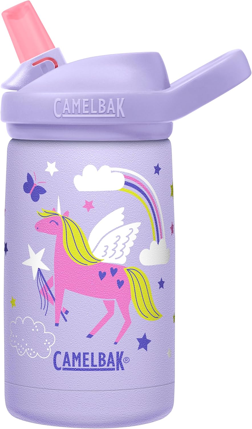 CamelBak Eddy+ Kids Insulated Stainless Steel Water Bottle with Bite Valve Straw, Leak‑Resistant Design for Everyday Hydration, 12oz, Biking Dogs