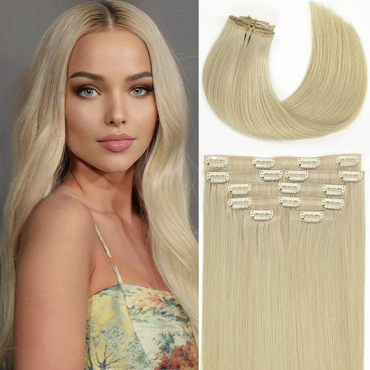 Loxxy Ultra Invisible Pu Clip In Hair Extensions Human Hair 14Inch Thick Natural Hair Full Head 7Pcs 110Gram Seamless Hair Exten