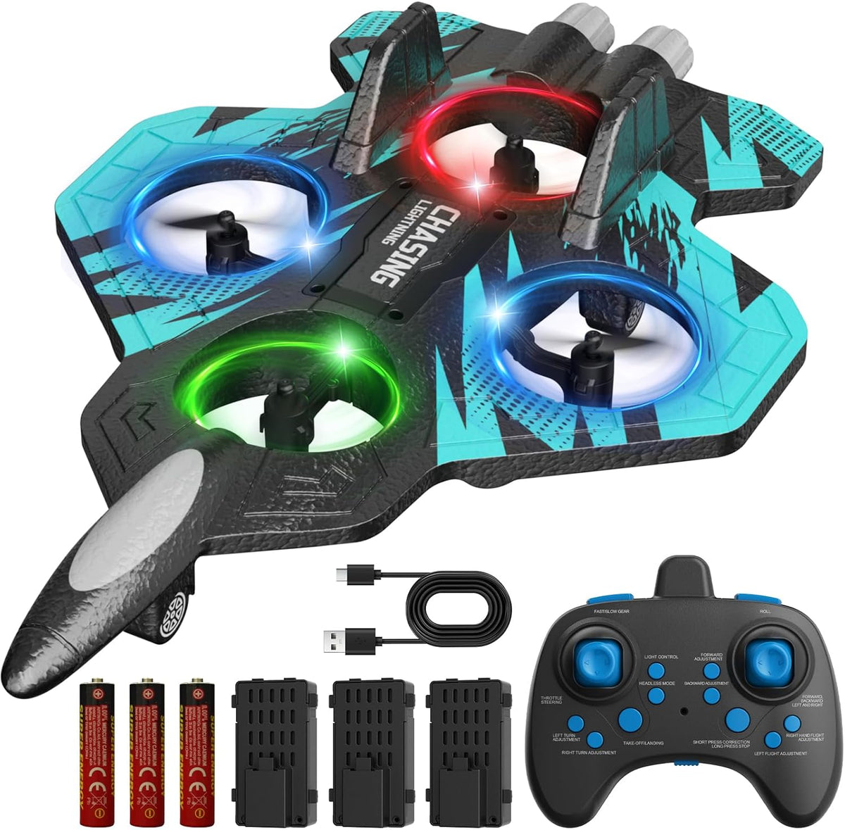 Foam RC Airplane with LED Light, 360° Flip, Remote Control for Kids and Adults, Ready-to-Fly Gift