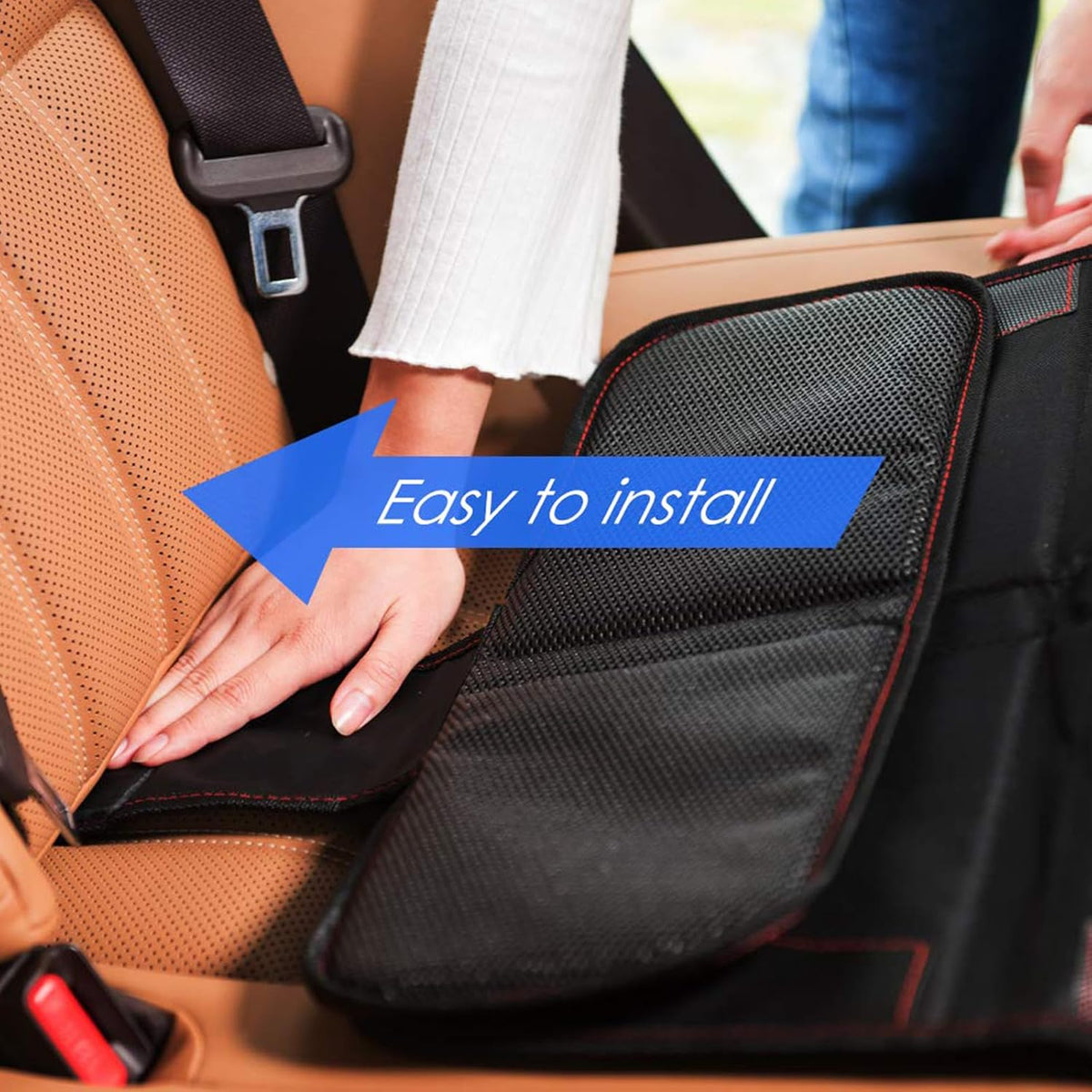 funbliss Car Seat Protector for Child Car Seat | Auto Seat Cover Mat, Thickest Padding, Protects Leather & Fabric Upholstery, PVC Leather Reinforced Corners