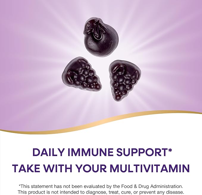 Nature's Way Alive! Immune Support* Gummies with Elderberry Extract, Vitamins C & D3, Zinc, No Gluten, Grape & Cherry Flavored, 90 Vegetarian Gummies (Packaging May Vary)
