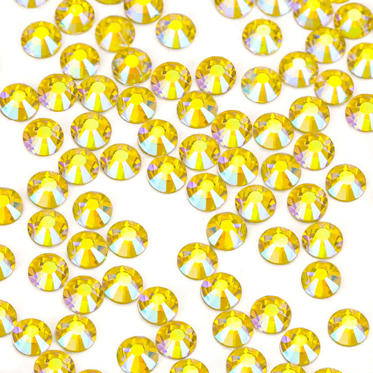 1440Pcs Lemon Ab Crystal Rhinestones,Glass Flatback Rhinestones Gemstones Mini For Nail Face Makeup Art Crafts Clothes Decoratio