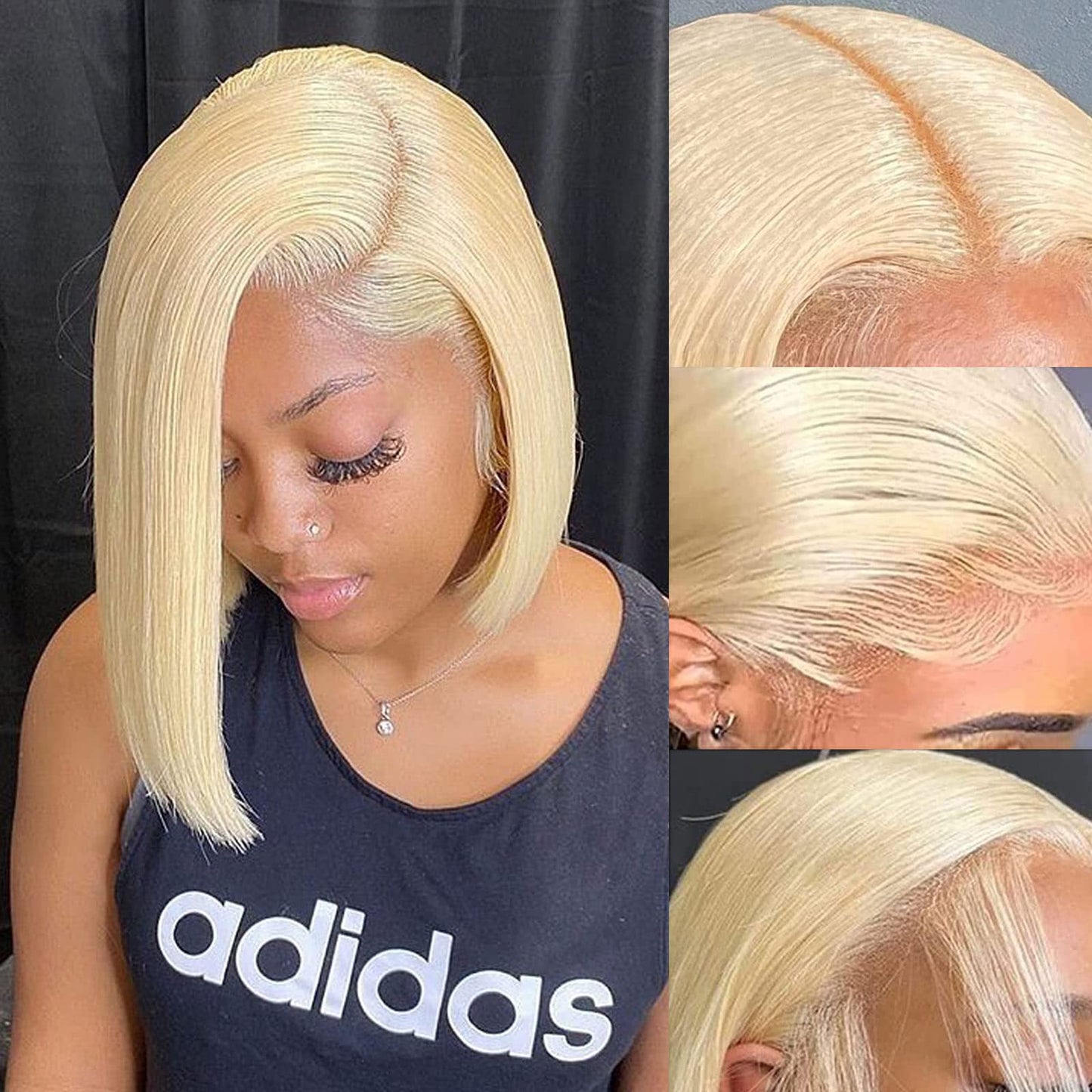 Huiwanyan Blonde Wig Human Hair 613 Bob Wig Human Hair Glueless 13X4 Hd Blonde Lace Front Wigs Human Hair Pre Plucked 180% Densi