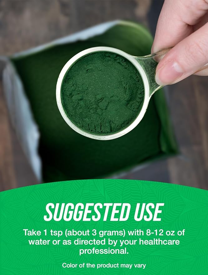 BulkSupplements.com Organic Spirulina Powder - Superfood, Green Spirulina Powder, Herbal Supplement - Vegan-Friendly, 3g per Serving, 1kg (2.2 lbs) (Pack of 1)