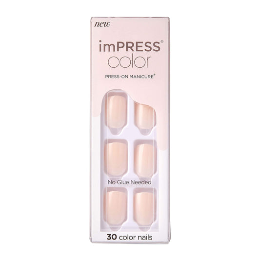 Kiss Impress No Glue Mani Press On Nails, Color, 'Point Pink', Pink, Short Size, Squoval Shape, Includes 30 Nails, Prep Pad, Ins