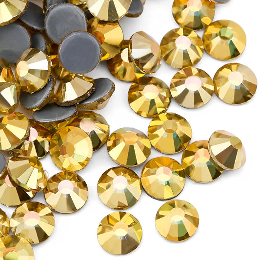 Jollin Hot Fix Crystal Flatback Rhinestones Glass Diamantes Gems 4.0Mm(16Ss 1440Pcs, Metallic Sunshine)