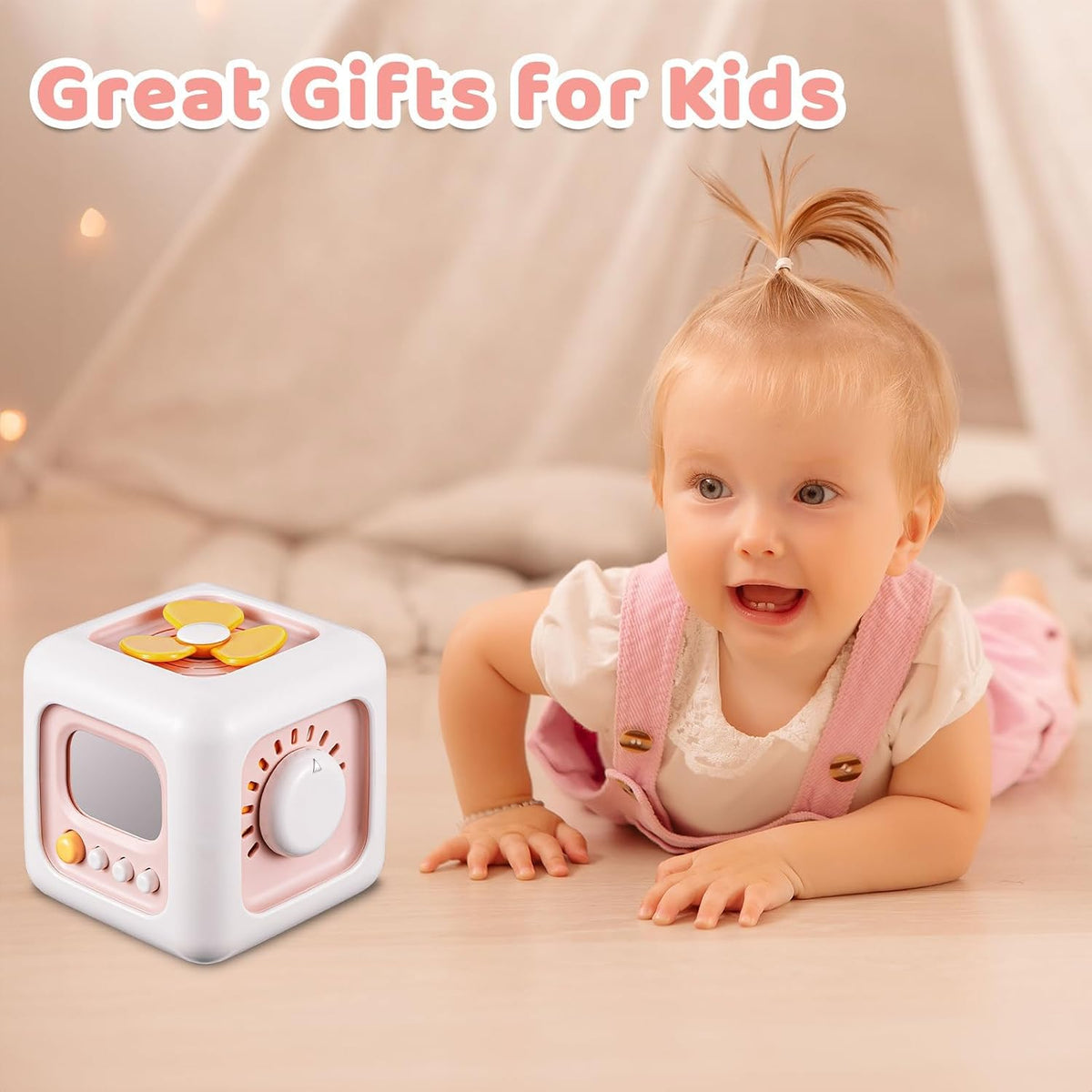 SOCBTNSO Montessori Busy Cube Travel Toy for Toddlers | Learning Fine Motor Skills, 1st Birthday Gifts for 1 Year Old Girl, 6 9 12 Months Baby