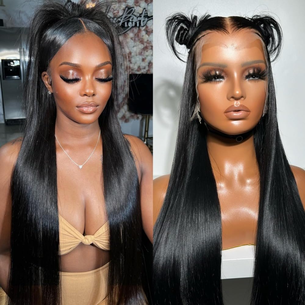 Miss Flower 250% Density 13X6 Lace Front Wigs Human Hair 26Inch 18A Grade Straight Lace Front Wigs Human Hair Wigs For Black Wom