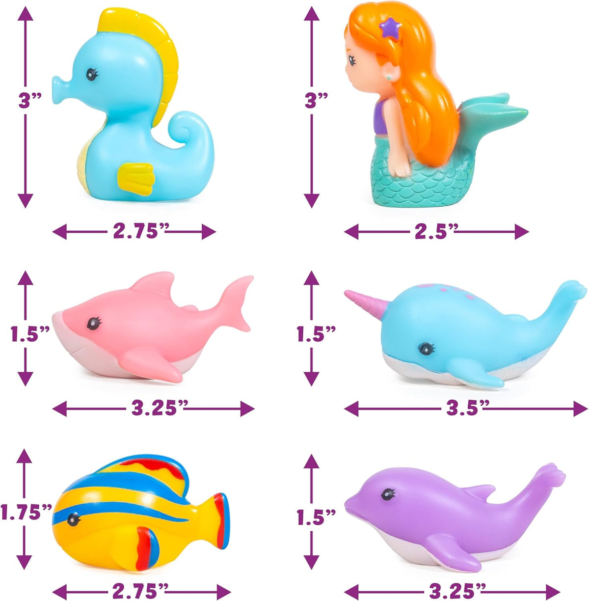 Tub Works® Mermaid Lagoon™ Light Up Bath Toys, 6 Pack | Water-Activated Flashing Color-Changing Sensory Toys