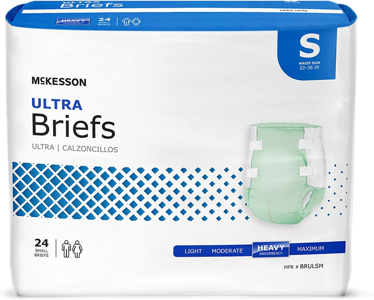 McKesson Ultra Briefs, Heavy Absorbency, Large, Unisex, 58 in, 72 ct | Disposable, Elastic Leg Gathers and Contoured Fit for Men and Women, Incontinence