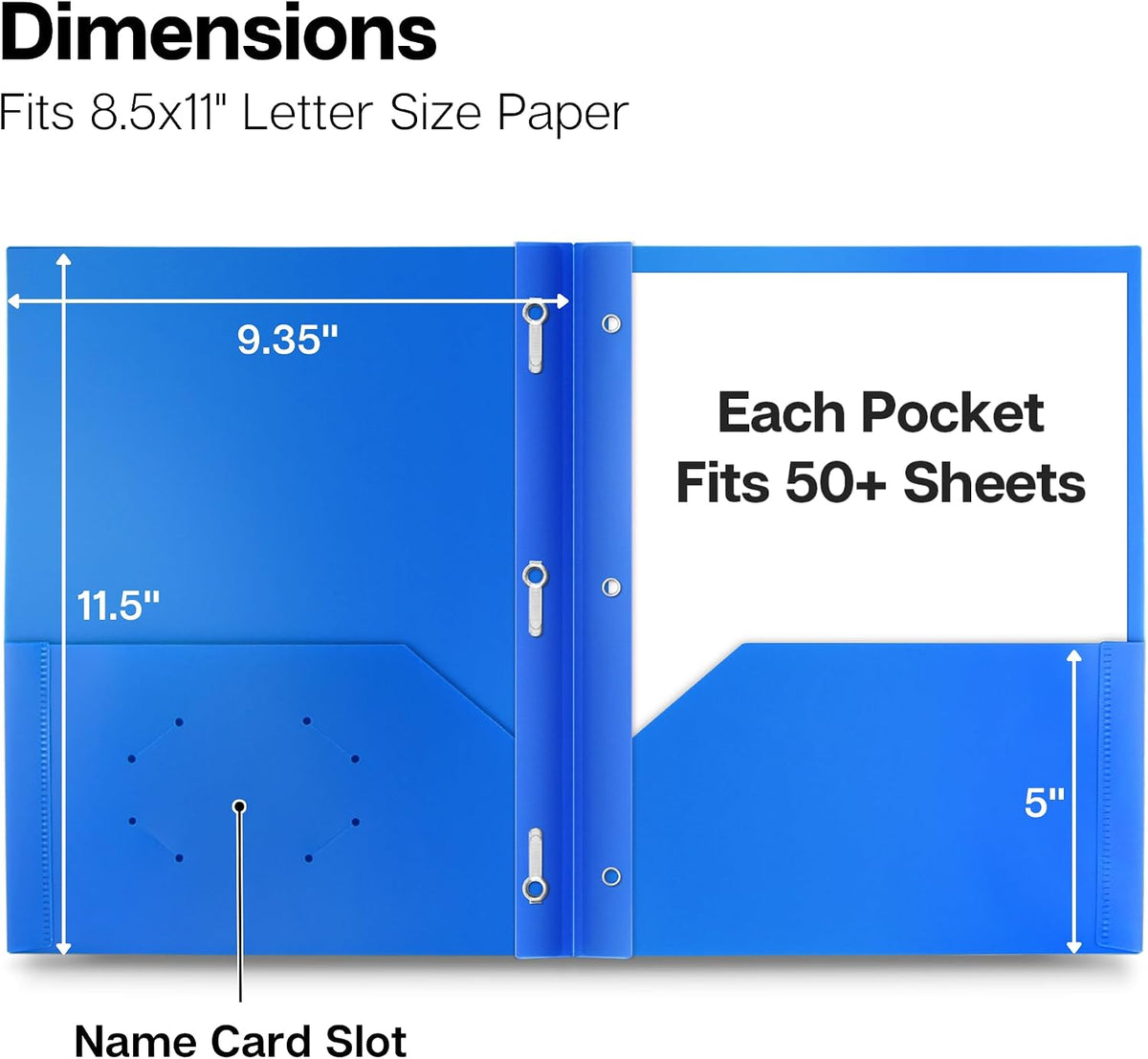 Dunwell Plastic 2 Pocket Folders with 3 Prongs, (6 Pack, Assorted Colors), 3-Clasp Folders with Fasteners, Tear-Resistant, Long Lasting Acid-Free Poly, Includes Labels