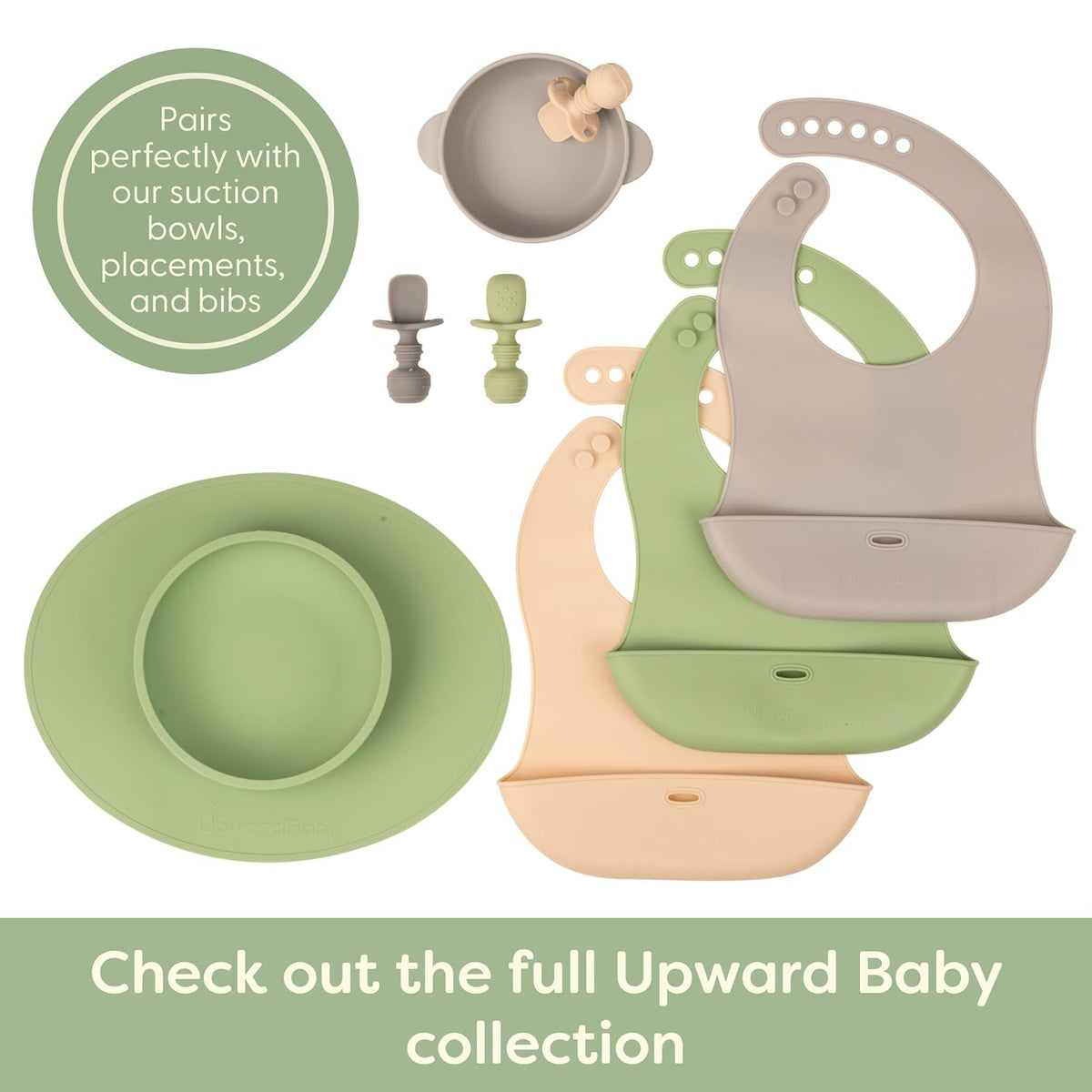 Self-Feeding Spoon - Anti Choke Barrier - Silicone Baby Spoons Toddler Utensils for Home & Travel, Textured Tips Massage Gums & Baby-Led Weaning (Blue/Gray/Mint)