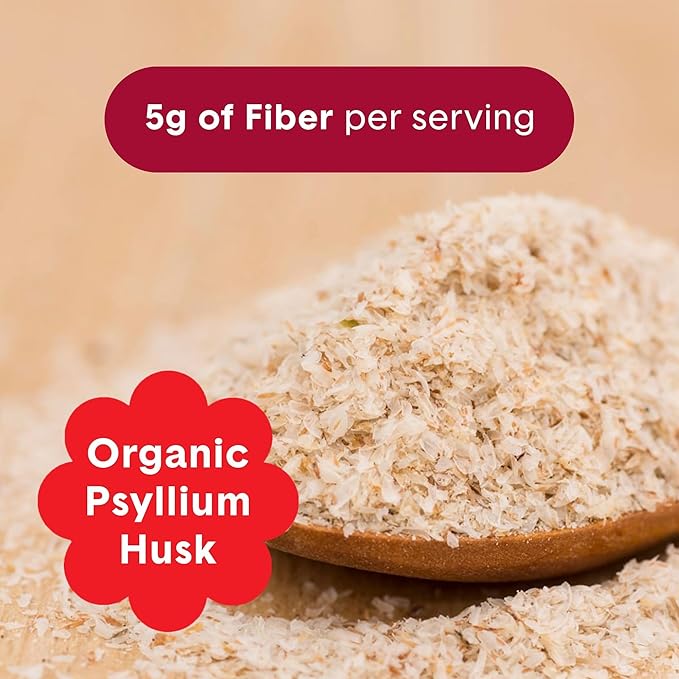 Bellway Super Fiber Powder + Fruit, Sugar Free Organic Psyllium Husk Powder Fiber Supplement for Regularity, Bloating Relief & Gut Health, Non-GMO, Plant-Based, Raspberry Lemon (50 Servings)