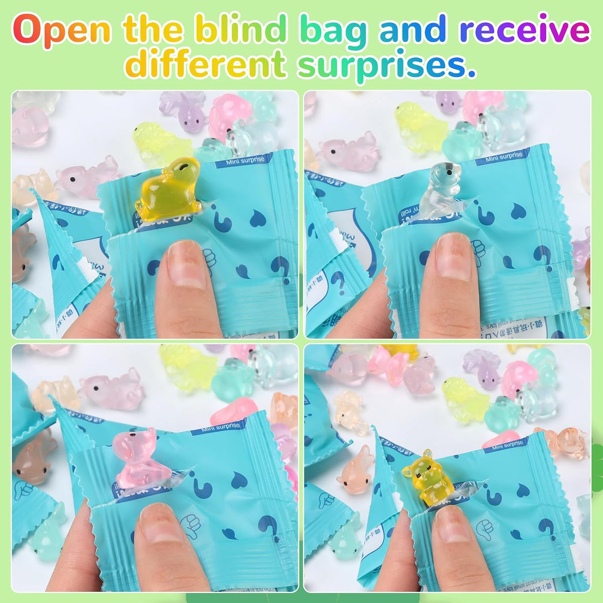 (100PCS) Mini Glow in The Dark Animal Resin Models, Mystery Resin Animals Blind Bag for Birthday Party Gift, DIY Crafts, Ornaments, Random Design