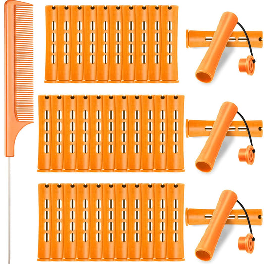 36 Pieces Cold Wave Rod Hair Perm Rods Hair Rollers Perming Rods Curlers With Steel Rat Tail Comb For Hairdressing Styling (Oran