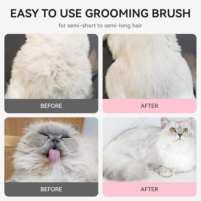 Aumuca Cat Brushes for Indoor Cats, Dog Hair Brush for Shedding, Cat Brush for Long or Short Haired Cats, Cat Grooming Deshedding Brush for Dog Kitten Horse Massage Removes Loose Fur, Pink