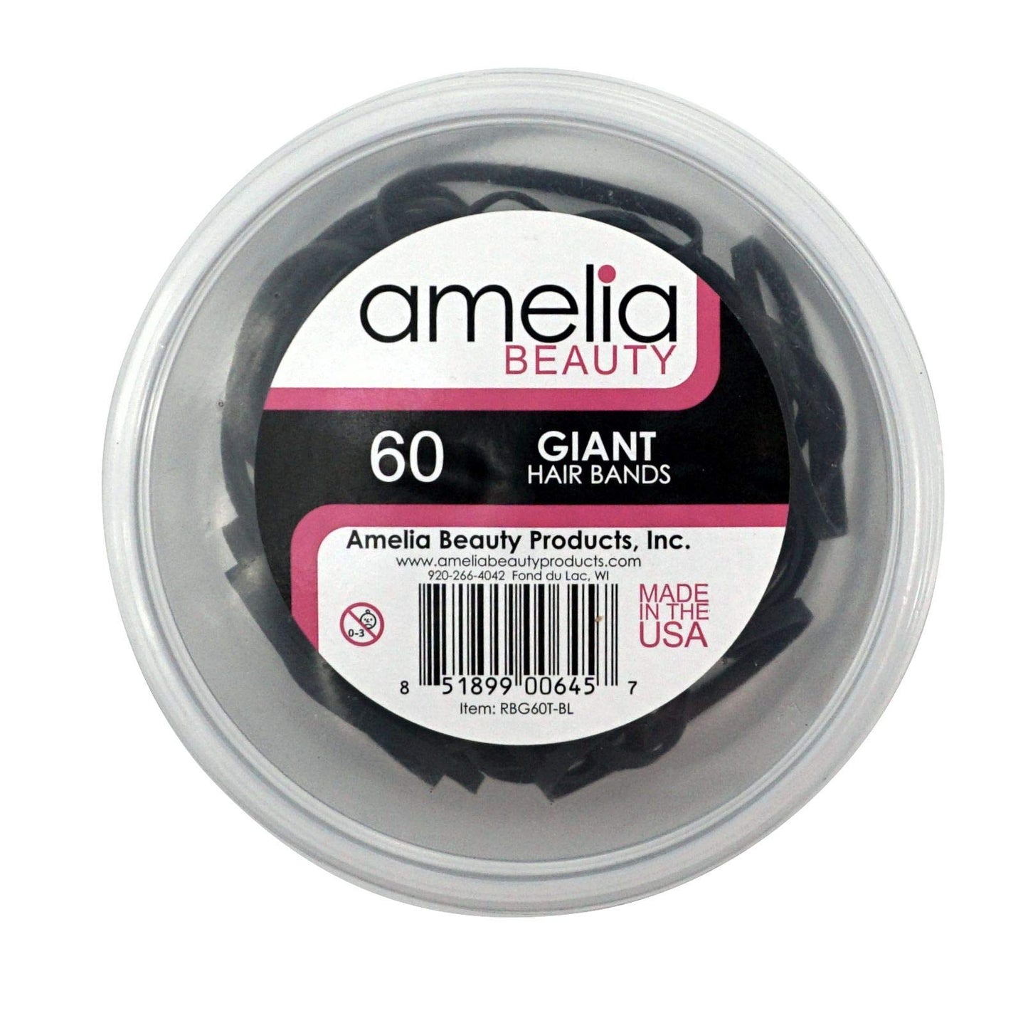 60 Count Giant Rubber Band Ponytail Holders (Black)