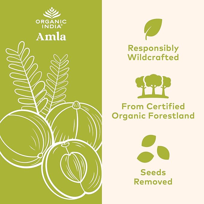 ORGANIC INDIA Amla Capsules Organic - Indian Gooseberry Herbal Vitamin Supplement, Amla Supplement, Immune Support, Vegan, Gluten-Free, Ayurvedic, Antioxidant, Non-GMO - 90 Capsules