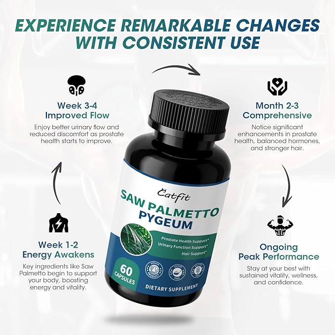 Saw Palmetto for Men 500mg - Prostate Support, Urinary & Hair Health Supplement with Pumpkin Seed Oill, Pygeum - Herbal Complex for Men's Wellness, Vegan Formula, 60 Capsules