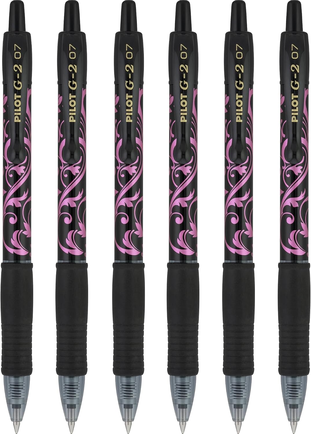 Pilot G2 Premium Refillable and Retractable Rolling Ball Gel Pens, Fine Point, Fashion Collection, 0.7 mm, Black Ink Pens, 5-Pack