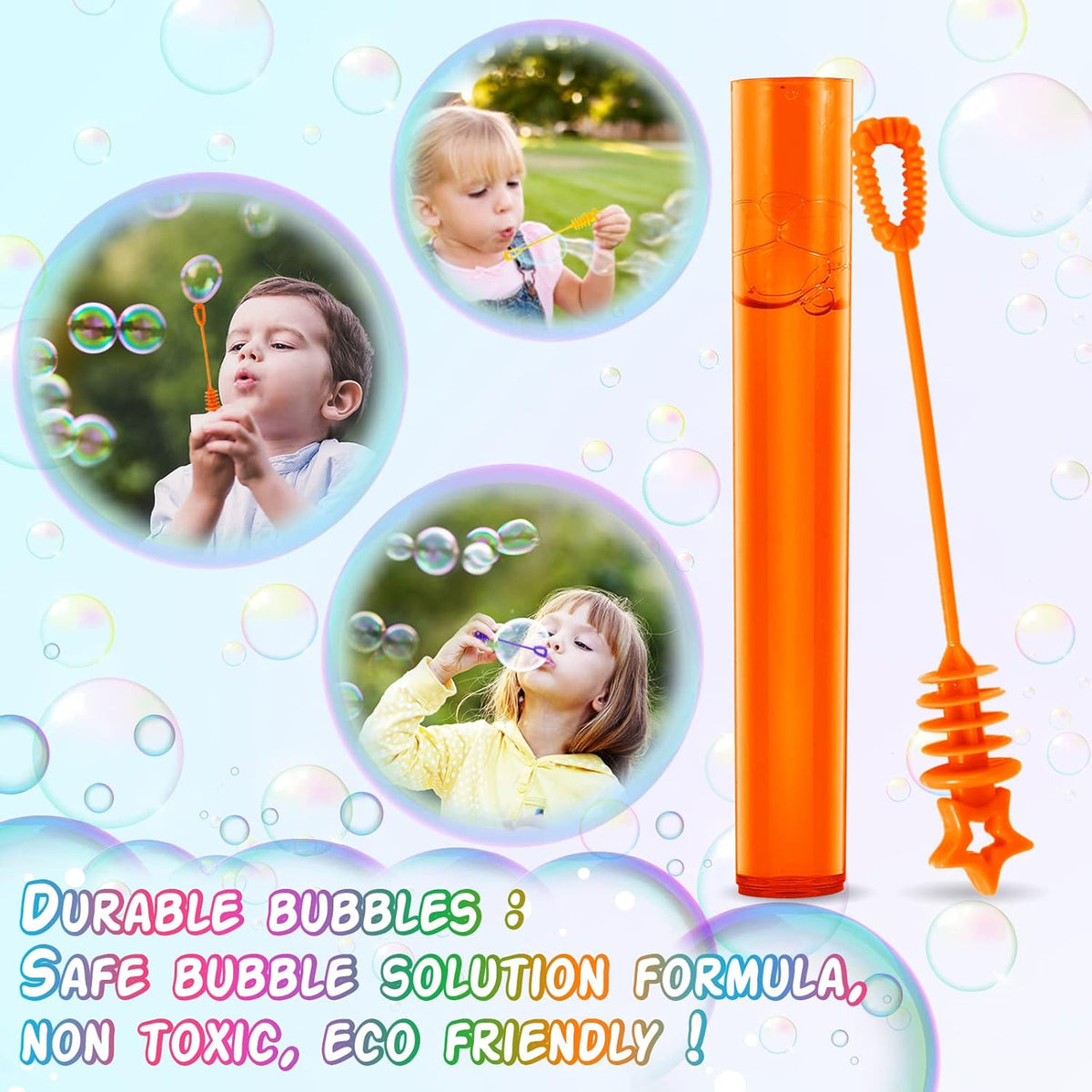 120 Mini Bubble Wands in 10 Colors, Bulk Party Favors for Kids and Themed Birthday Parties
